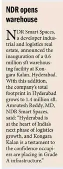 The Hans India: NDR opens warehouse